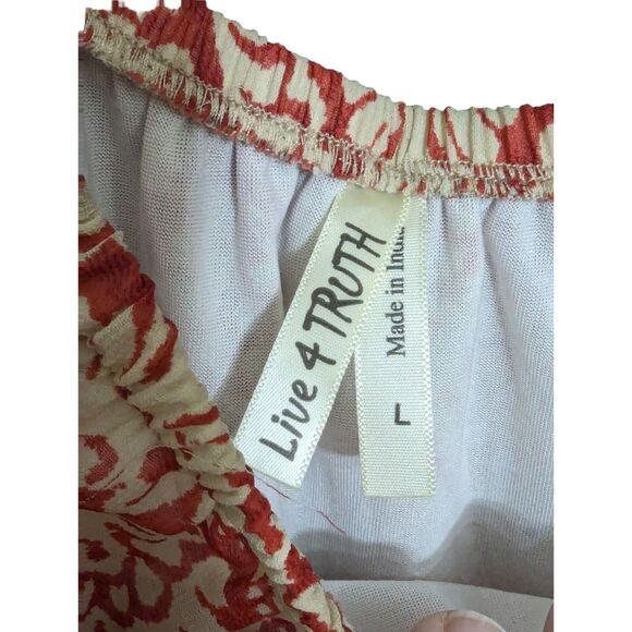 Live 4 Truth Cottagecore Women's Blouse Large Bell Sleeve Red & White Lined Boho - Picture 9 of 9